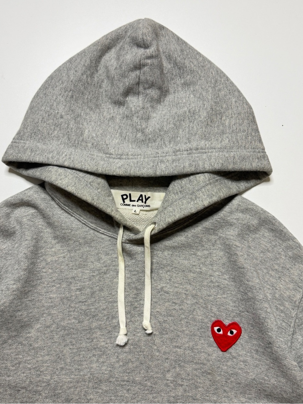 Comme des Garcons PLAY Gray Hoodie with Red Heart Patch - Picture 4 of 10